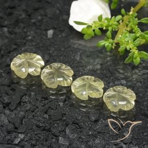 Pedras preciosas de Quartzo Amarelo Creme Pálido natural de 6.95 ct, Flor cortada, Transparente