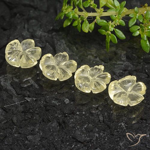 5.99ctw Natural amarelo médio Quartzo, Flor cortada, Transparente
