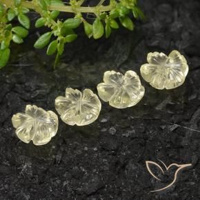 Pedras preciosas de Quartzo Amarelo claro médio natural de 3.66 ct, Flor cortada, Transparente