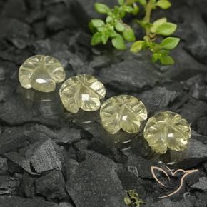 Pedras preciosas de Quartzo Amarelo Creme Pálido natural de 10.51 ct, Flor cortada, Transparente