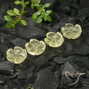 Pedras preciosas de Quartzo Amarelo Creme Pálido natural de 7.85 ct, Flor cortada, Transparente