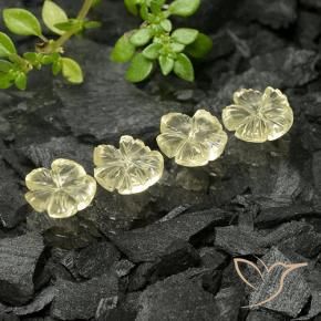 Pedras preciosas de Quartzo Amarelo claro médio natural de 3.74 ct, Flor cortada, Transparente