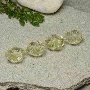 Pedras preciosas de Quartzo Amarelo Creme Pálido natural de 9.06 ct, Flor cortada, Transparente