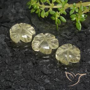 Pedras preciosas de Quartzo Amarelo esverdeado natural de 7.35 ct, Flor cortada, Transparente