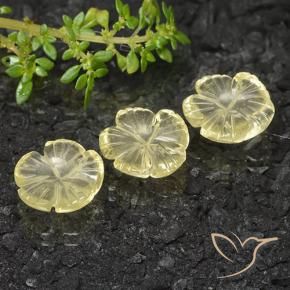 Pedras preciosas de Quartzo Amarelo claro médio natural de 10.19 ct, Flor cortada, Transparente