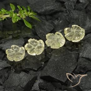 Pedras preciosas de Quartzo Amarelo claro natural de 4.30 ct, Flor cortada, Transparente