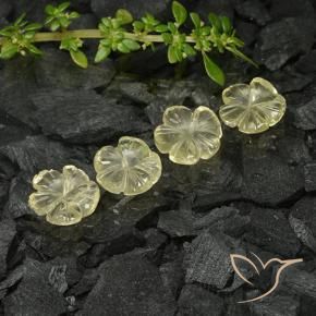 Pedras preciosas de Quartzo Amarelo Creme Pálido natural de 5.43 ct, Flor cortada, Transparente
