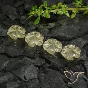 Pedras preciosas de Quartzo Amarelo Creme Pálido natural de 5.43 ct, Flor cortada, Transparente