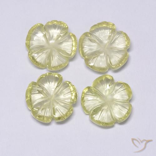 Pedras preciosas de Quartzo Lagoa Amarela natural de 7.69 ct, Flor cortada, Transparente