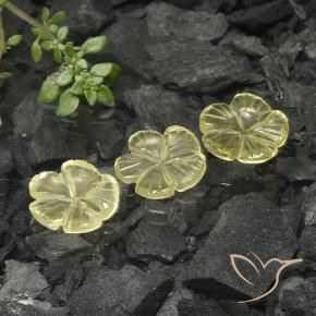 Pedras preciosas de Quartzo Amarelo Creme Pálido natural de 7.02 ct, Flor cortada, Transparente