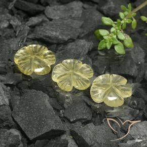 Pedras preciosas de Quartzo Amarelo Creme Pálido natural de 7.02 ct, Flor cortada, Transparente