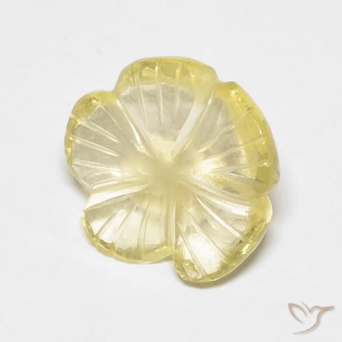 Quartzo Amarelo Creme Pálido Natural 3.07ct, Flor cortada, Transparente