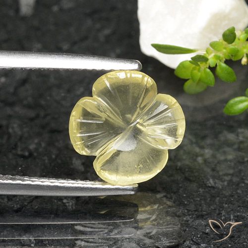 2.56ct Natural Amarelo esverdeado Quartzo, Flor cortada, Transparente