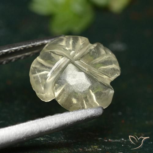 Quartzo amarelo médio Natural 1.38ct, Flor cortada, Transparente