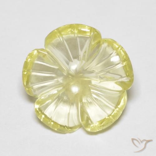 3.80ct Natural Medium Light-Yellow Quartzo, Flor cortada, Transparente