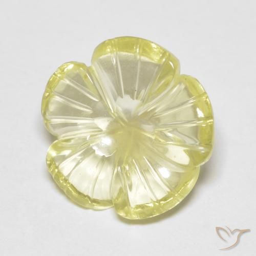 Quartzo Medium Light-Yellow Natural 3.80ct, Flor cortada, Transparente