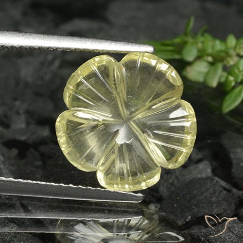 4.17ct Natural amarelo médio Quartzo, Flor cortada, Transparente