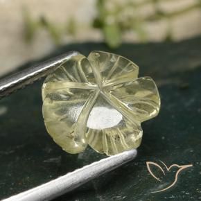 Quartzo Amarelo Creme Pálido Natural 3.47ct, Flor cortada, Transparente