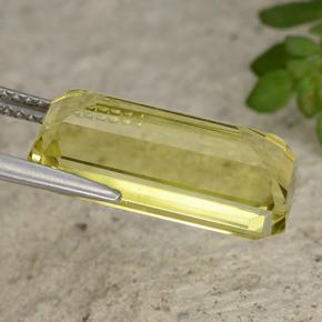 Quartzo amarelo natural 8,57ct, corte esmeralda, VVS-VS