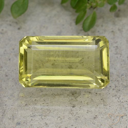 Quartzo amarelo natural 10,23ct, corte esmeralda, VVS-VS