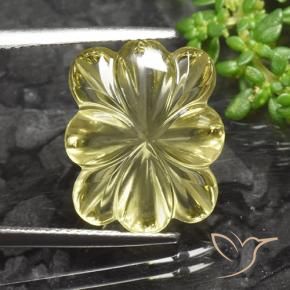 Quartzo Amarelo claro médio Natural 9.11ct, Flor cortada, Transparente