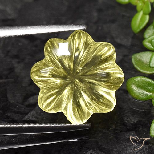 8.23ct Natural Amarelo Abacaxi Claro Quartzo, Flor cortada, Transparente