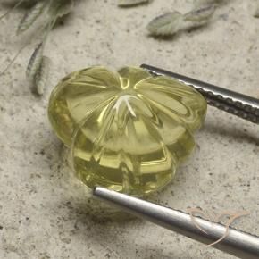Quartzo Amarelo claro Natural 7.48ct, Flor cortada, Transparente