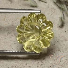 Quartzo Amarelo claro Natural 6.19ct, Flor cortada, Transparente