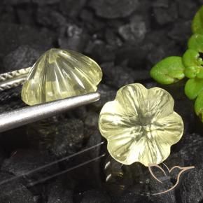 Pedras preciosas de Quartzo Limão amarelo natural de 5.15 ct, Flor cortada, Transparente