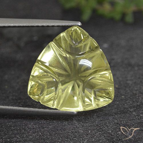 6.90ct Natural Luz amarela Quartzo, Trilhão, Transparente