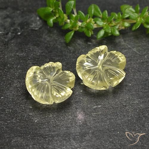 Pedras preciosas de Quartzo Amarelo claro natural de 4.28 ct, Flor cortada, Transparente