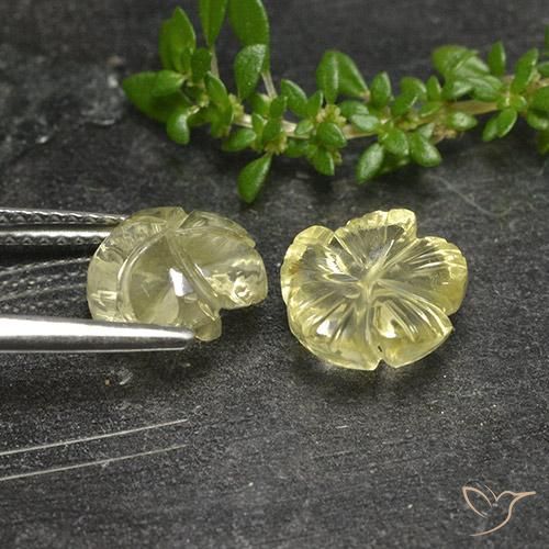 Pedras preciosas de Quartzo Amarelo claro natural de 4.28 ct, Flor cortada, Transparente