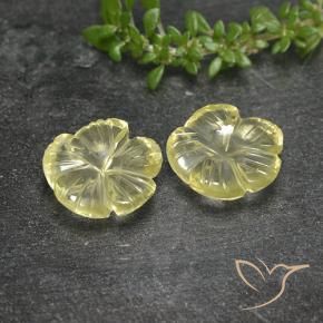 Pedras preciosas de Quartzo Amarelo claro natural de 5.52 ct, Flor cortada, Transparente