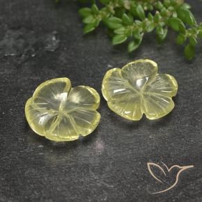 Pedras preciosas de Quartzo Amarelo claro médio natural de 7.52 ct, Flor cortada, Transparente