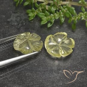 Pedras preciosas de Quartzo Amarelo Creme Pálido natural de 6.48 ct, Flor cortada, Transparente