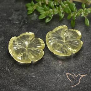 Pedras preciosas de Quartzo Amarelo Creme Pálido natural de 11.79 ct, Flor cortada, Transparente