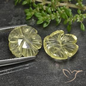 Pedras preciosas de Quartzo Amarelo Creme Pálido natural de 11.79 ct, Flor cortada, Transparente