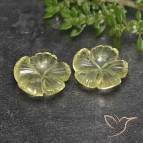 Pedras preciosas de Quartzo Limão amarelo natural de 6.24 ct, Flor cortada, Transparente