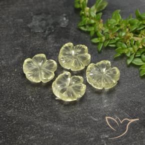 Pedras preciosas de Quartzo Amarelo Esverdeado Claro natural de 6.39 ct, Flor cortada, Transparente
