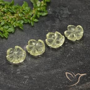 Pedras preciosas de Quartzo Amarelo Esverdeado Claro natural de 6.39 ct, Flor cortada, Transparente