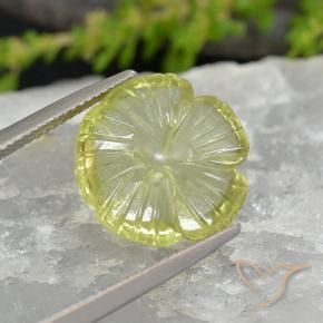 Quartzo Limão amarelo Natural 7.37ct, Flor cortada, Transparente