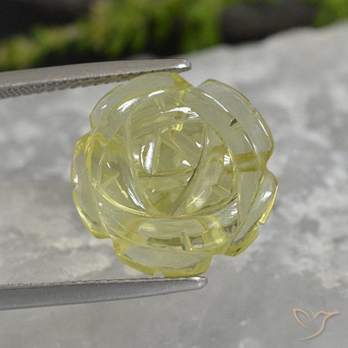 11.38ct Natural Amarelo Abacaxi Claro Quartzo, Flor cortada, Transparente