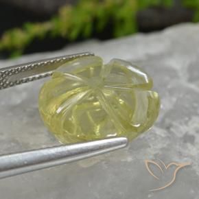 Quartzo Amarelo Abacaxi Claro Natural 11.38ct, Flor cortada, Transparente