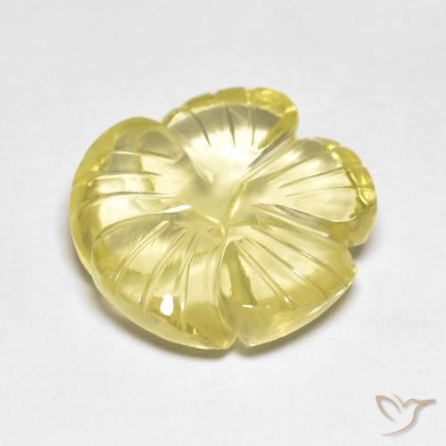 Quartzo Amarelo Esverdeado Claro Natural 9.01ct, Flor cortada, Transparente