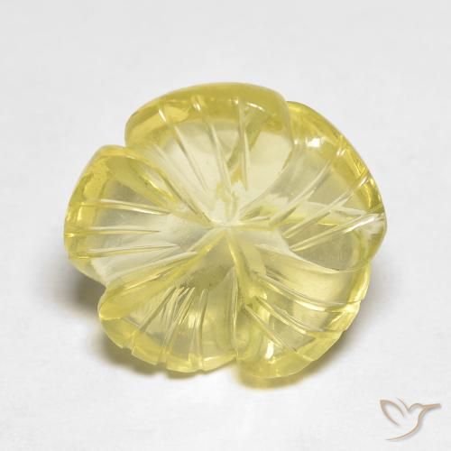 Quartzo Amarelo Esverdeado Claro Natural 9.01ct, Flor cortada, Transparente