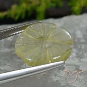 Quartzo Limão amarelo Natural 7.41ct, Flor cortada, Transparente