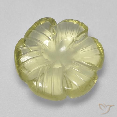 Quartzo Amarelo claro médio Natural 6.27ct, Flor cortada, Transparente