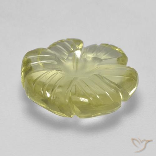 Quartzo Amarelo claro médio Natural 6.27ct, Flor cortada, Transparente