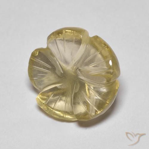 5.46ct Natural Luz amarela Quartzo, Flor cortada, Transparente