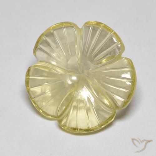 Quartzo Medium Light-Yellow Natural 5.90ct, Flor cortada, Transparente